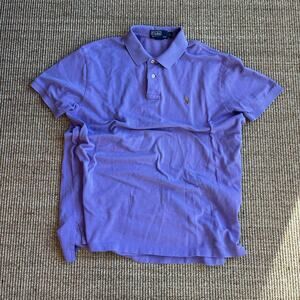 🐴 Vintage Polo Ralph Lauren Pique Polo Shirt | Size L | Lavender Periwinkle